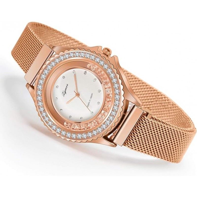 Conjuntos de Relojes Regalos para Mujer, Conjunto de Reloj de Oro Rosa, Collar, Pendientes, Pulsera, 4 Piezas, Conjunto de Joyas para Mamá, Esposa, Novia, Aniversario, Cumpleaños, Navidad, Regalos del Día de San Valentín