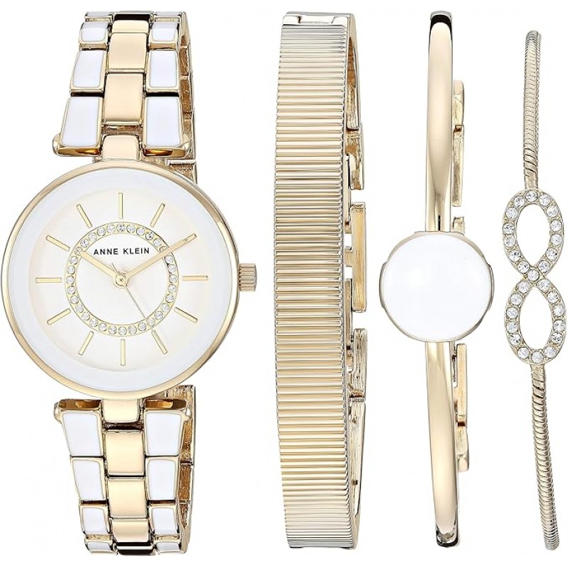 Anne Klein Juego de pulsera y reloj premium con de...
