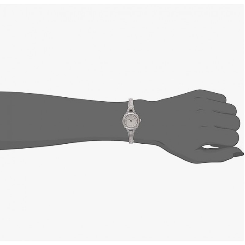 Reloj GUESS Petite con pulsera de cristal en tono plateado y eslabones autoajustables. Color: Tono plateado (Modelo: U0135L1)