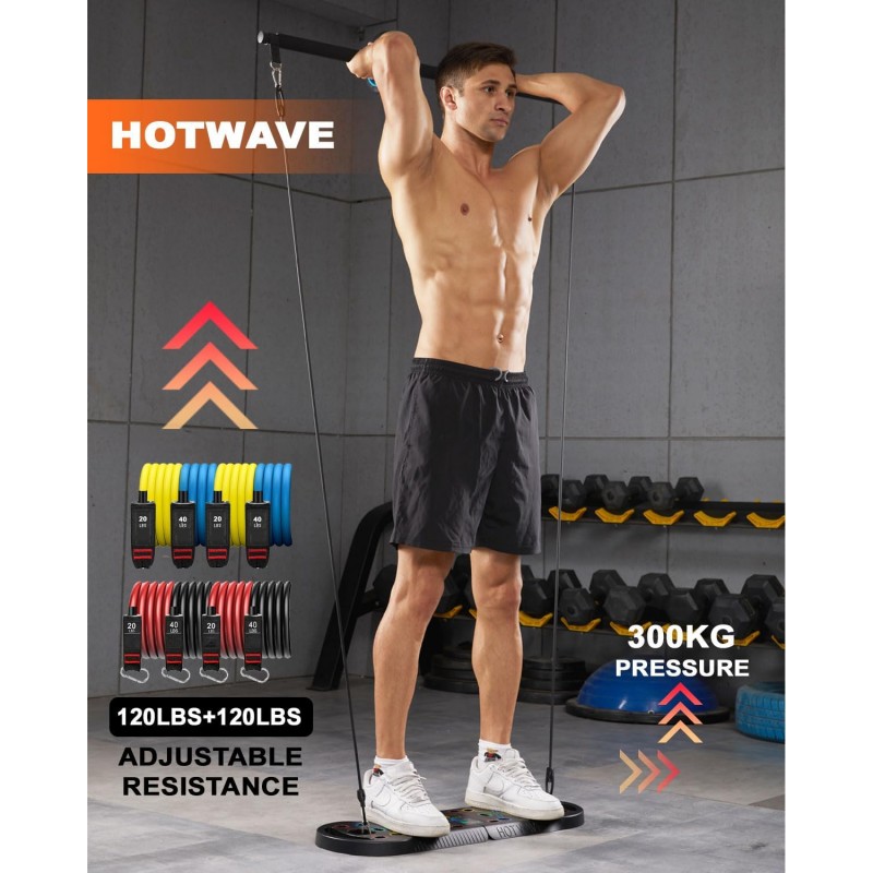 HOTWAVE Push Up Board Fitness, Barra de Push Up Plegable portátil 20 en 1 en el Gimnasio en casa, manijas de Pushup para el Piso. Equipo de entrenamiento de fuerza profesional para hombres y mujeres, patente pendiente