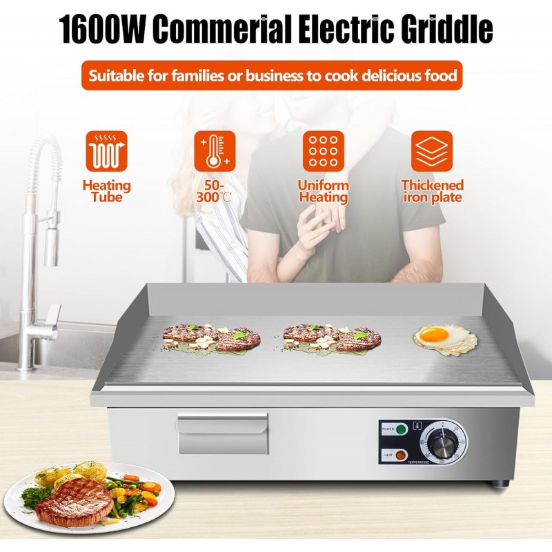Plancha eléctrica comercial de 22",Plancha e...