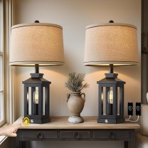 Lámpara de mesa retro de 23,75 pulgadas, color ne...