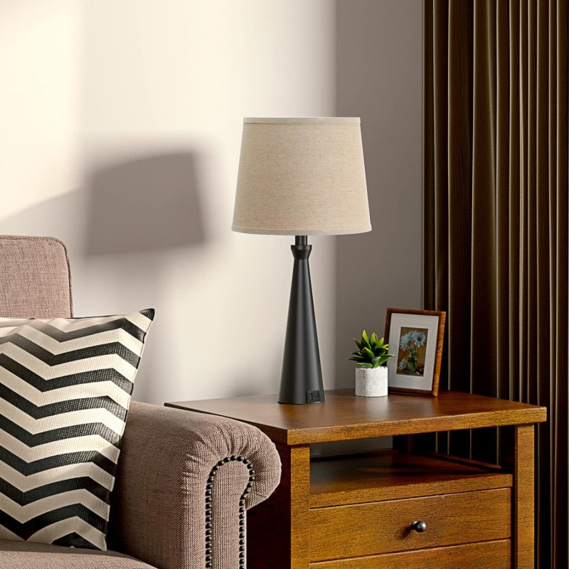 Acaxin Lámparas de noche para dormitorio, juego de 2 mesitas de noche, lámpara de mesa para sala de estar, lámparas de dormitorio con puerto USB C, lámpara lateral de cama regulable de 3 vías, lámpara de mesa grande para invitados/comedor/habitación