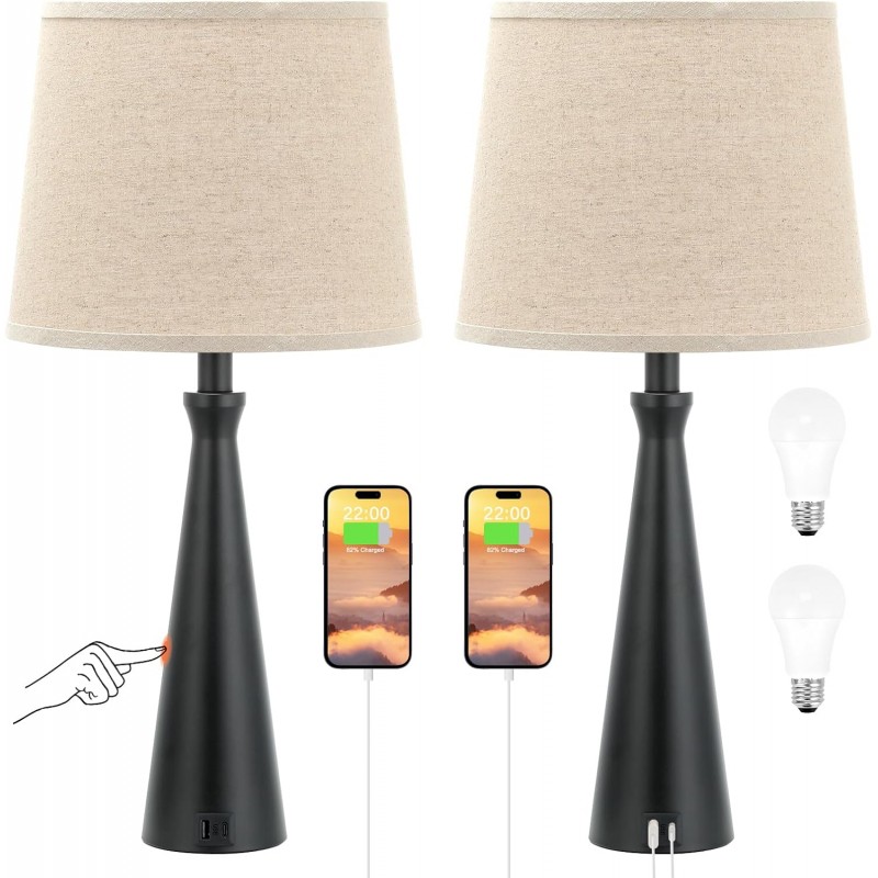 Acaxin Lámparas de noche para dormitorio, juego d...