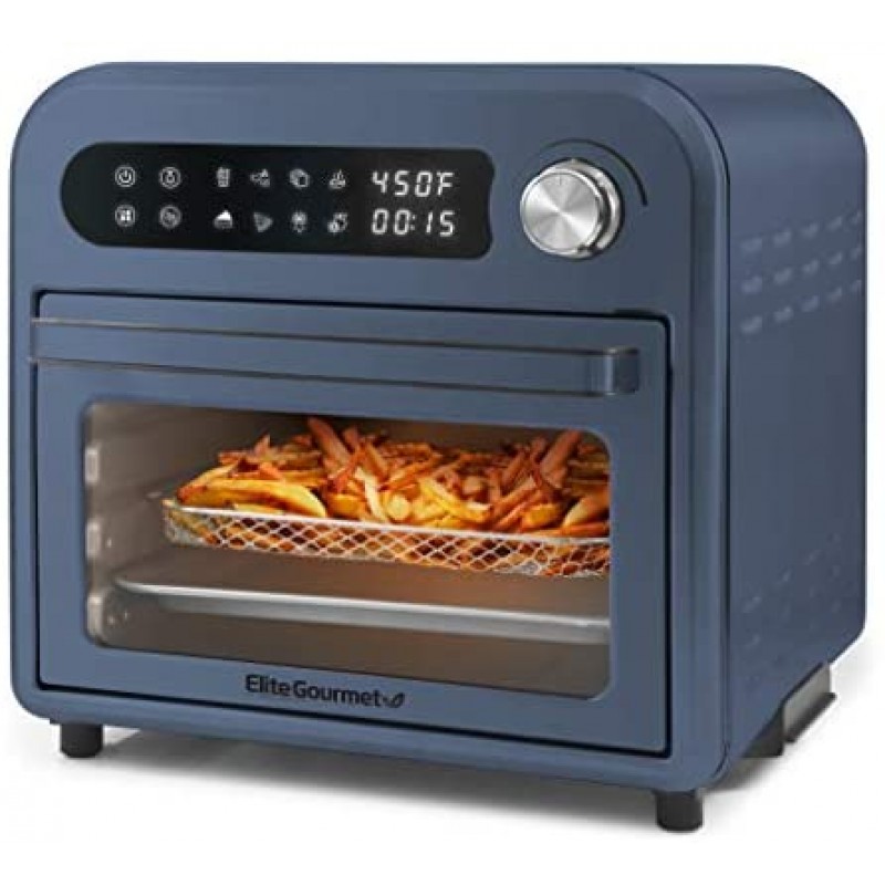 Elite Gourmet Maxi-Matic EAF1010D Freidora programable de 10 L, horno de convección para encimera, controles de temperatura + temporizador, hornear, tostar, asar, freír al aire, 10,5 cuartos, acero inoxidable